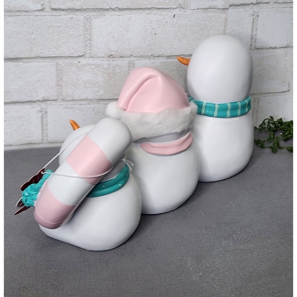 Snowmen With Pink Candy Cane Figure Snowman Resin Christmas Decor 14.5" NEW - Picture 7 of 10
